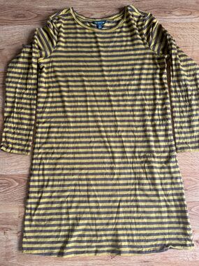 Carve Striped Yellow and Brown Long Sleeve Tunic/dress